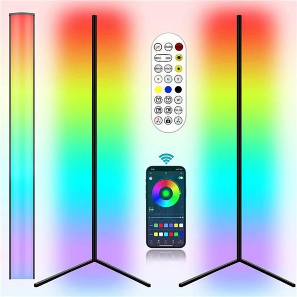 2-Pack LED Corner Floor Lamp, RGB Color Changing Standing Lamps, Dimmable Lamp - Picture 1 of 7